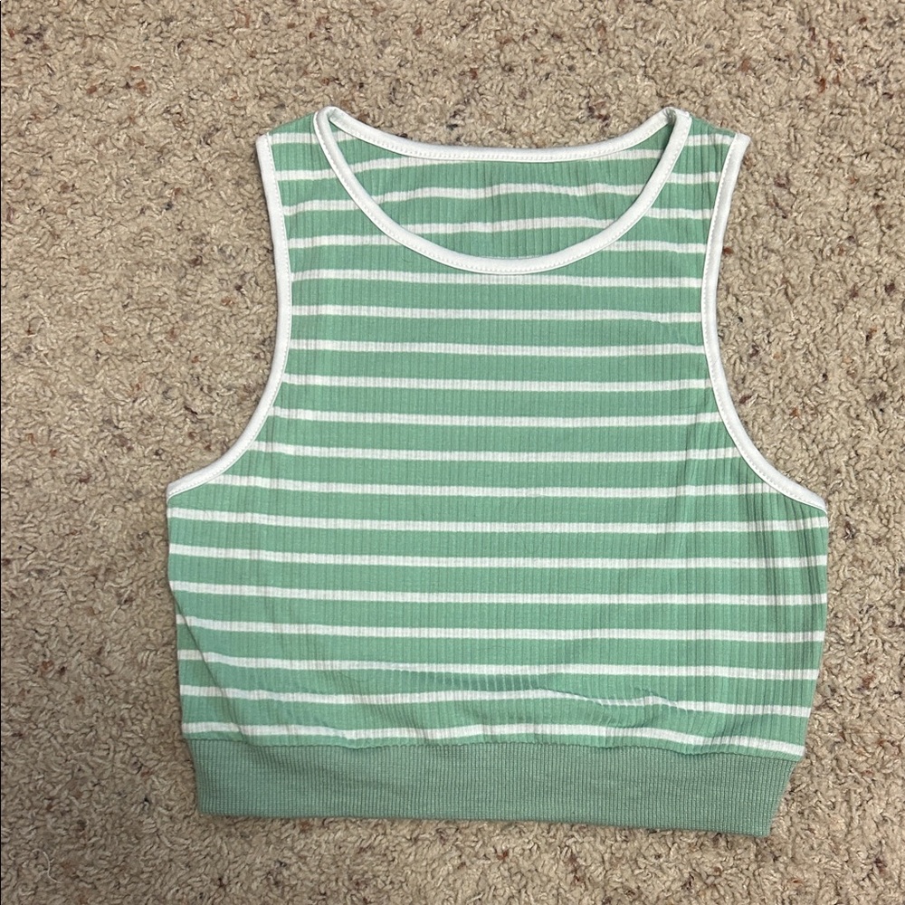 SHEIN Mint Green Striped Tank Top
